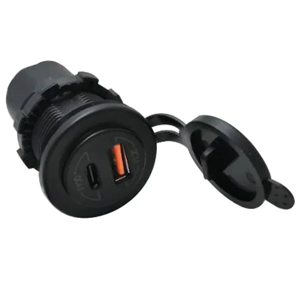 1852 USB-Steckdose IP65 12/24 V USB TYP 1 & USB C mit 1 m Kabel