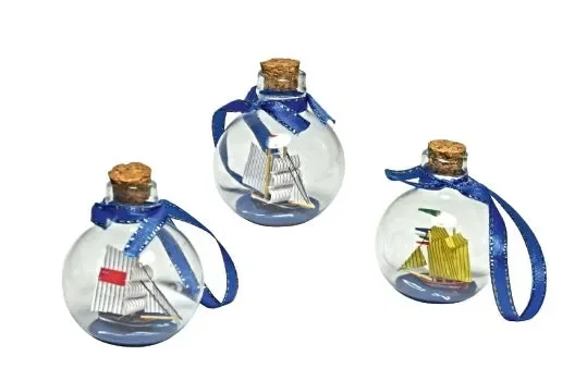 3er-Set Weihnachtskugeln mit Segelschiffen