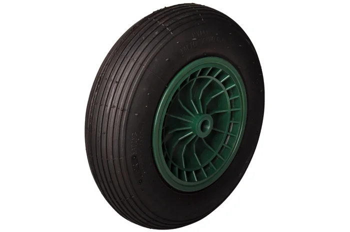 4.00-8 Schubkarrenrad – Luftbereifung und Kunststoff-Felge – 250 kg Tragfähigkeit – 20 mm Achsloch/Nabendurchmesser – inkl. Rollenlager