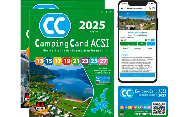 ACSI Campingführer 2025 mit CampingCard Ermäßigungskarte
