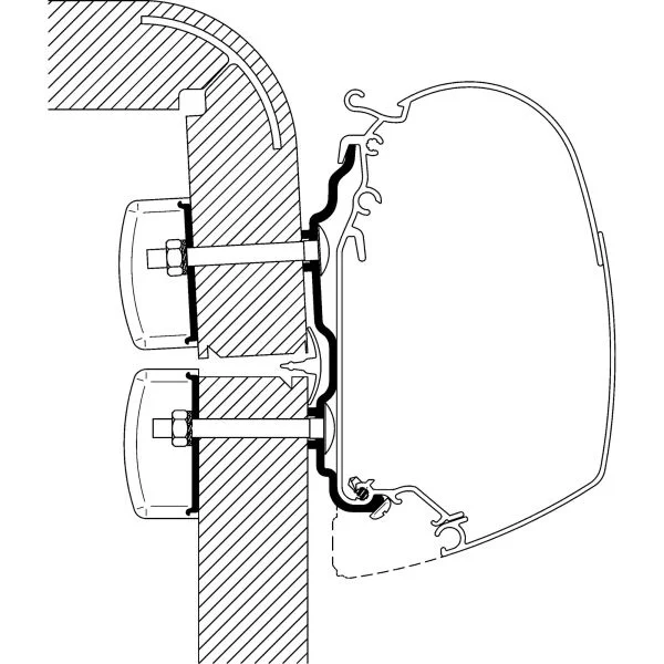 Adapter für Hymer Exsis/Camp ab Bj. 2012 zu Omnistor Serie 5 und 8, Länge 5,5 m