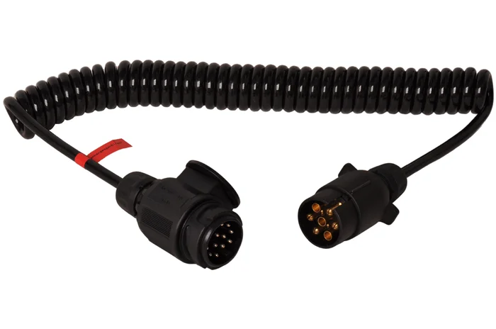 Adapter Spiralkabel 7-adrig mit 13-poligem Stecker & 7-poligem Stecker – 90 bis 250 cm