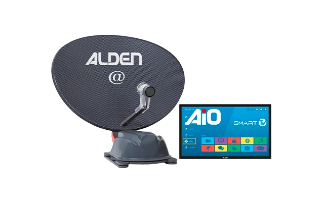Alden AS2@ 80 HD Platinium vollautomatische Satellitenanlage inklusive LTE Antenne und A.I.O. Smart TV mit integriertem Receiver und Antennensteuerung