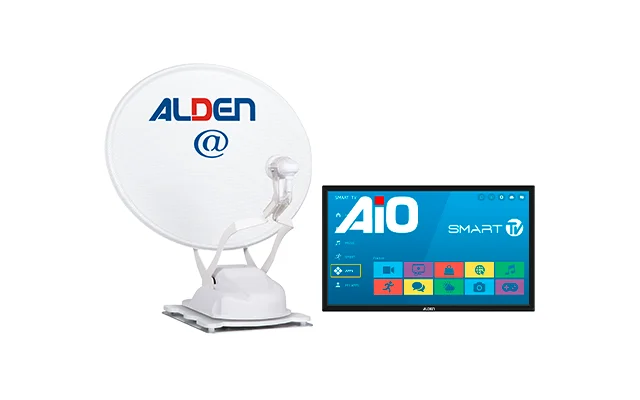 Alden Onelight@ 60 HD EVO vollautomatische Satellitenanlage Ultrawhite inklusive LTE Antenne und A.I.O. Smart TV mit integrierter Antennensteuerung