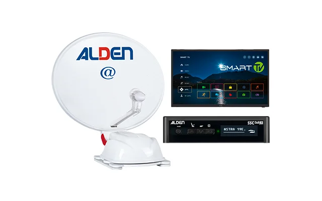 Alden Onelight@ 60 HD EVO vollautomatische Satellitenanlage Ultrawhite inklusive S.S.C. HD Steuermodul / LTE Antenne / Smartwide LED TV