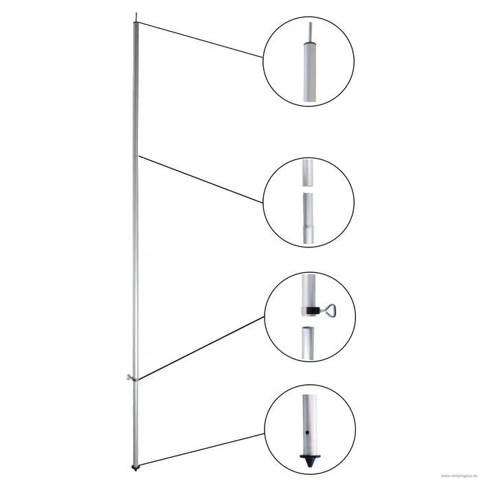 Alu Aufstellstange 25 mm / 160-250 cm