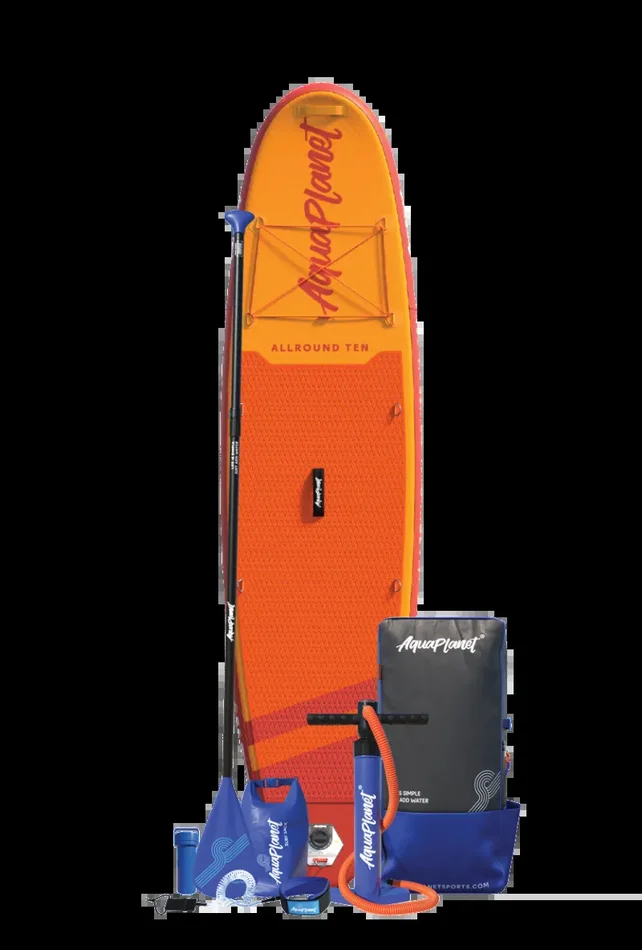 Aquaplanet ALLROUND TEN 10′ aufblasbares Paddle-Board-Paket – Orange