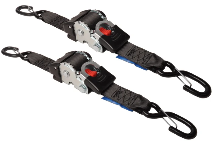 Automatisch aufrollender Spanngurte 180×5 cm – mit S-Haken und Sicherungsfeder – 1500 kg – Set mit 2 Stück