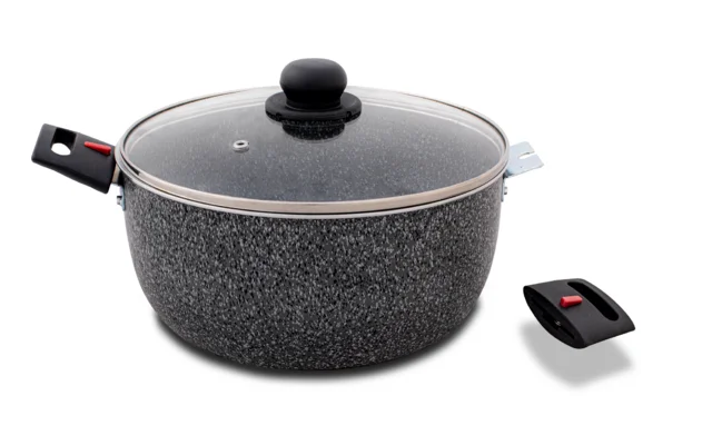 Berger Aluminium Kochtopf Stone Rock mit Glasdeckel induktionsgeeignet