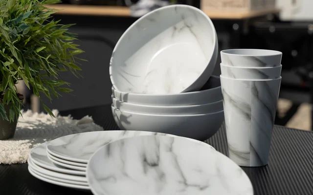 Berger Atina Geschirr-Set 16-tlg. in Marmordesign für 4 Personen