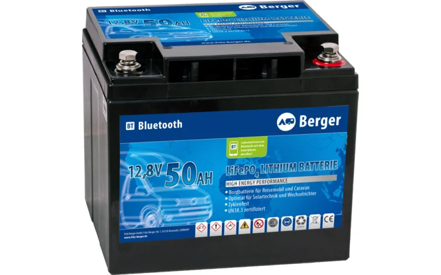 Berger LiFePO4 Lithium Batterie 50 Ah 12V mit Bluetooth