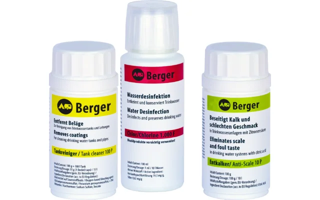 Berger Tankbox 100 Set (Tankreiniger, Wasserdesinfektion & Entkalker)