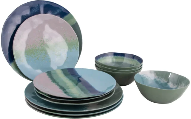 Bo-Camp Halo Geschirrset 12 teilig blau / grün