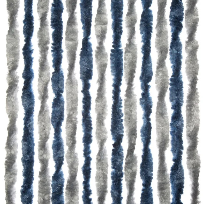 Brunner Chenille-Flauschvorhang blau/silber 56 x 205 cm