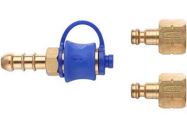 Cadac Quick Release 2 Kupplungsstück mit Doppelkupplung für Gasgrill Schlauch gerade