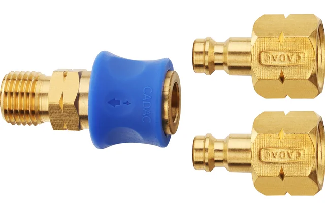 Cadac Quick Release Kupplungsstück mit Doppelkupplung für Gasgrill Schlauch D4 Anschluss Frankreich gerade