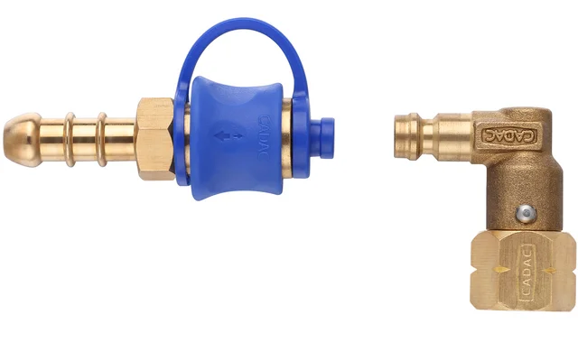 Cadac Quick Release Winkelkupplung mit Schnellkupplung für Gasgrill Schlauch 90 Grad Winkel
