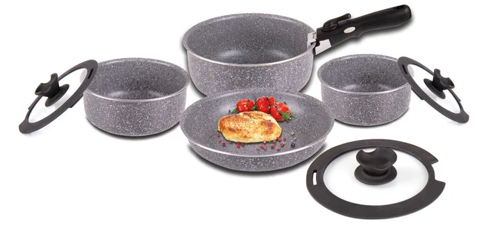 Camp4 Aluminium Topfset mit abnehmbarem Griff – 8-teilig