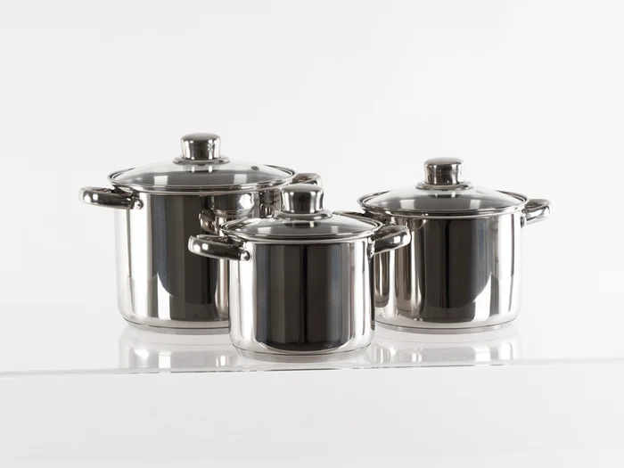 Camp4 Edelstahl-Topfset mit Glasdeckel – 6-teilig