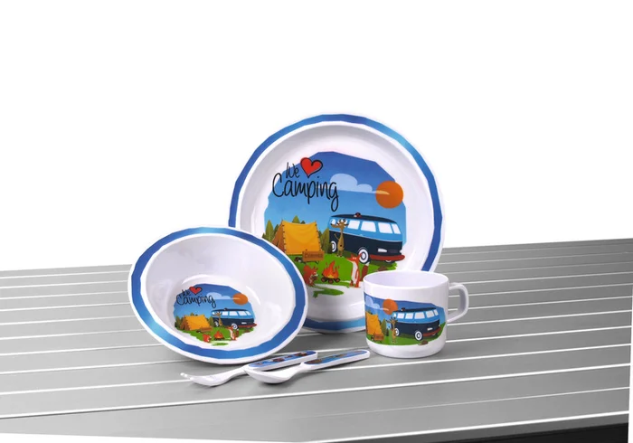 Camp4 Melamin Kindergeschirr-Set „WE LOVE CAMPING“