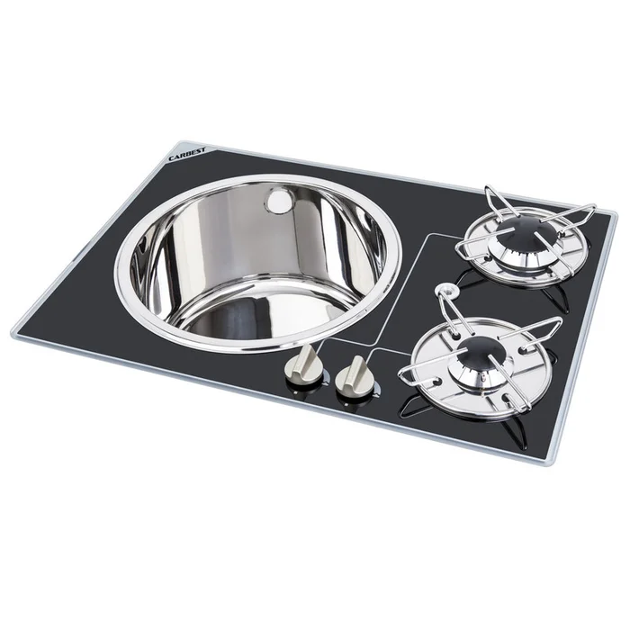 Carbest Kocher-Spülenkombination 2-flammig, Spüle links