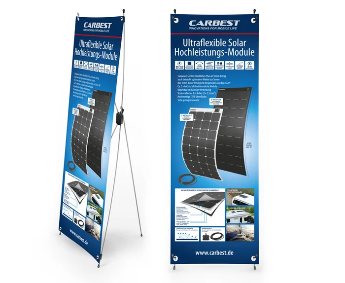 Carbest X-Banner – Motiv: Solarpanel, Deutsch, Größe: 60x180cm