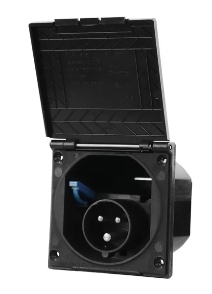 CEE-Eingangssteckdose quadratisch – Schwarz