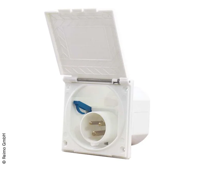 CEE-Eingangssteckdose quadratisch – Weiß