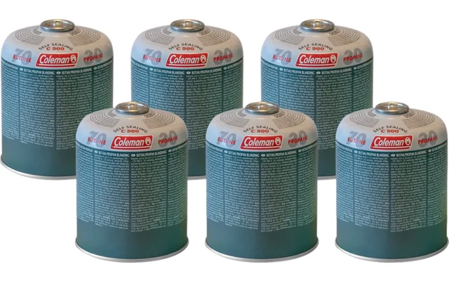 Coleman Ventilkartusche, Gaskartusche C500 Butan und Propangasgemisch 440 g 6 Stück
