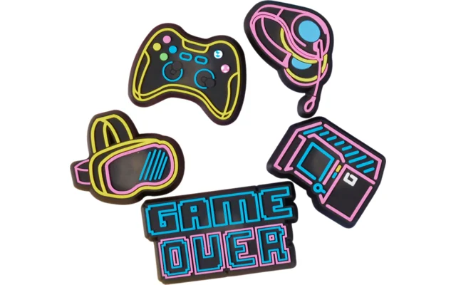 Crocs Jibbitz Lights Up Neon Gamer Schuhanstecker 5er Pack