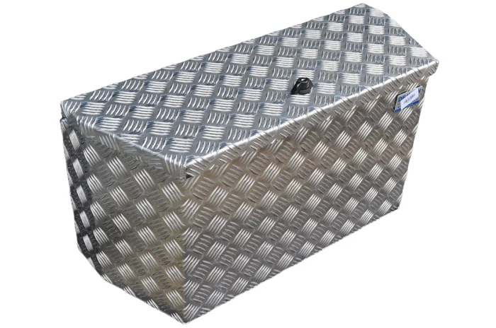 DE HAAN BOX PBV – wasser- und staubdichter Aluminium-Riffelblech Deichselbox 750x320x400 mm – ausgestattet mit Butterfly-Schloss