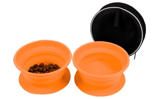Disc-O-Bed Dog-Bowl faltbarer Silikon Futternapf Set 2 Stück