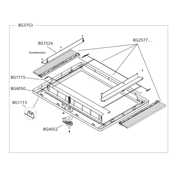 Dometic Midi Heki Style Innenrahmen komplett, Kurbelversion (Nr. BG3753)