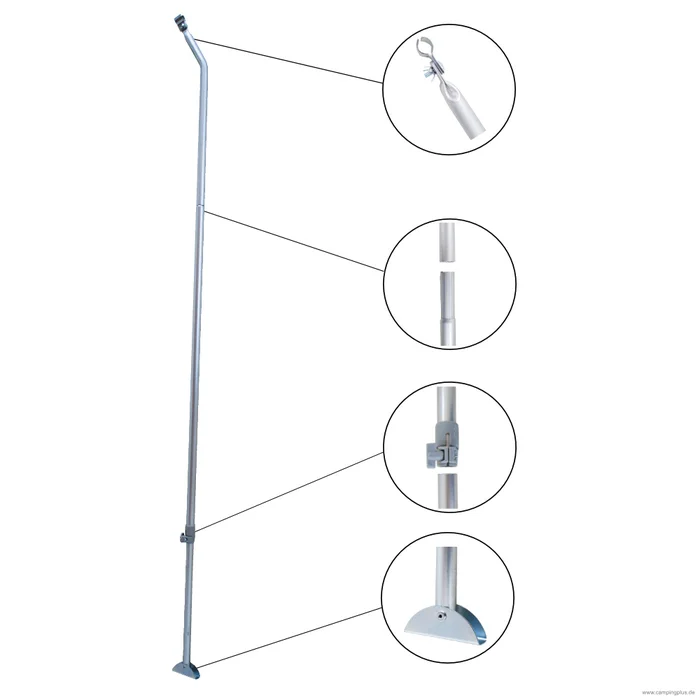 DWT Andruckstange mit Bügelfuß oben gebogen 25×1 mm Alu, 170-260 cm
