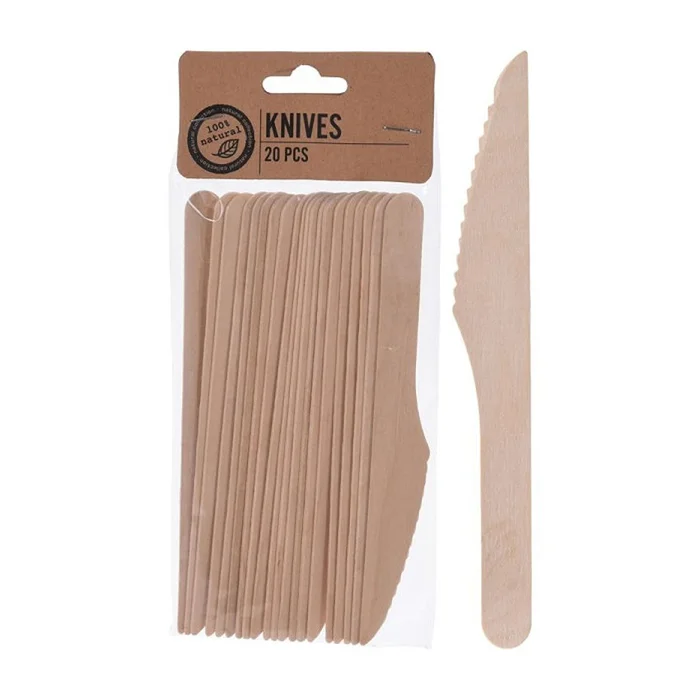 Einwegbesteck aus Holz – Messer (20er-Pack)