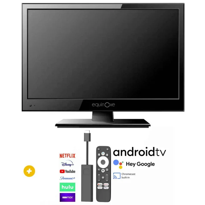 Fernseher- und Android TV 4K-HDMI-Stick-Paket Ultrakompakter 15,6-Zoll-HD-LED-Fernseher (39 cm) mit DVD-Player