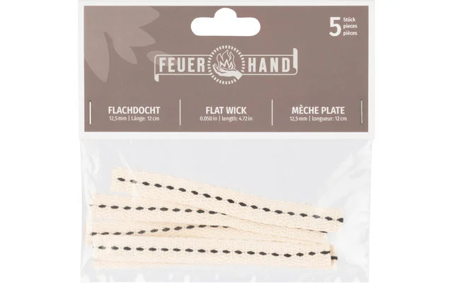 Feuerhand Flachdocht 12,5 mm x 12 cm (5 Stk)