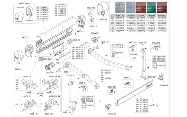 Fiamma Aufkleber für Markise F45Ti in Polar White / Titanium Fiamma Ersatzteilnummer 98673-092