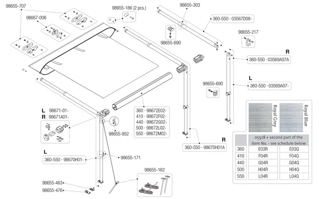 Fiamma Endrohrabdeckung Spannstange für Caravanstore / F35 Fiamma Artikelnummer 98655-303
