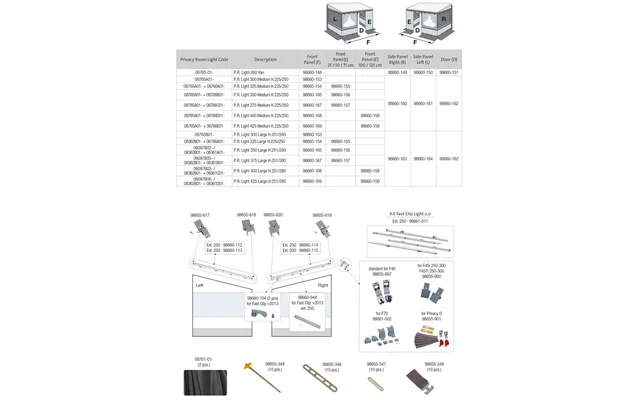 Fiamma Frontwand 75 cm für Markisenzelt Privacy Room Light 375 Fiamma Ersatzteilnummer 98660-157