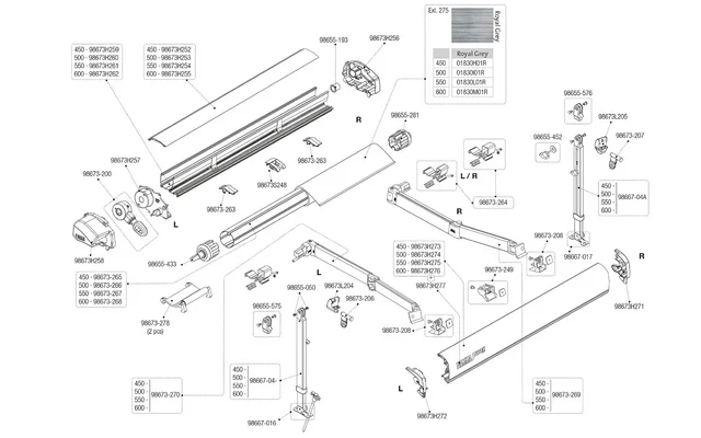 Fiamma Gehäusedeckel für Markise F80L 500 – Farbe Deep Black Fiamma Ersatzteilnummer 98673H253