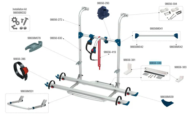Fiamma Halteschiene unten passend für Carry Bike Pro Hymer Dethleffs / Caravan Hobby / Simple Plus 200 – Fiamma Ersatzteilnummer 98656-048