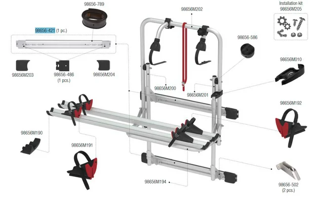Fiamma Klemmleiste oben passend für Carry Bike 200 DJ Fiat Ducato bis 06/2006 – Fiamma Ersatzteilnummer 98656-421