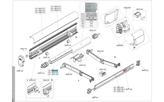 Fiamma Markisenwalze für Markise F45eagle 350 – Farbe Polar White Fiamma Ersatzteilnummer 98655-987