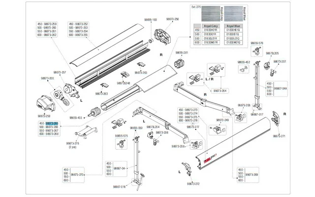 Fiamma Markisenwalze für Markise F80L 450 – Fiamma Ersatzteilnummer 98673-265