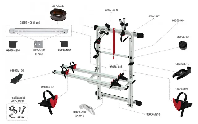 Fiamma Montagesatz für Carry Bike DJ Ducato Black RS Fiamma Artikelnummer 98656M219