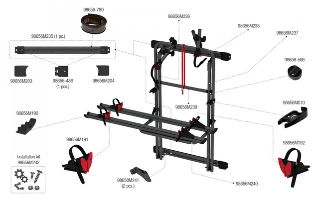 Fiamma Montagesatz für Carry Bike DJ Ducato Deep Black Fiamma Artikelnummer 98656M242