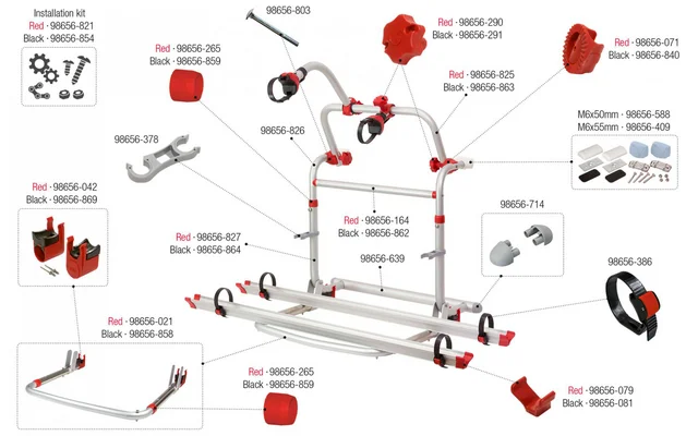 Fiamma Montagesatz für Carry Bike Pro M Red Fiamma Artikelnummer 98656-821