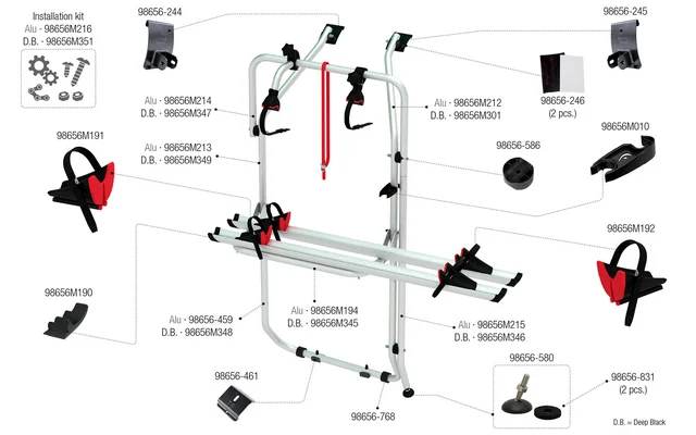 Fiamma Montagesatz für Carry Bike VW T5 D RS Fiamma Artikelnummer 98656M216