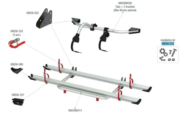 Fiamma Montagesatz passend für Carry Bike Garage Standard – Fiamma Ersatzteilnummer 98656-223